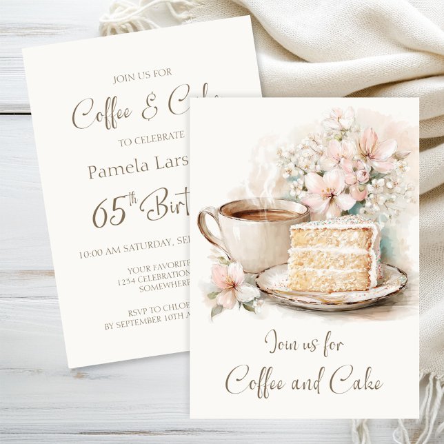 Invitation Café et gâteau 65e anniversaire (Créateur téléchargé)