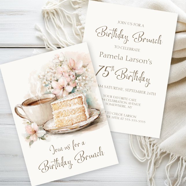 Invitation Café et gâteau 75e anniversaire Brunch (Créateur téléchargé)