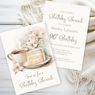 Invitation Café et gâteau 90e anniversaire Brunch