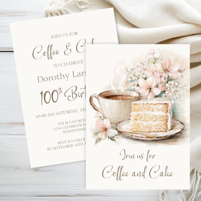 Invitation Café et gâteaux 100e anniversaire (Créateur téléchargé)