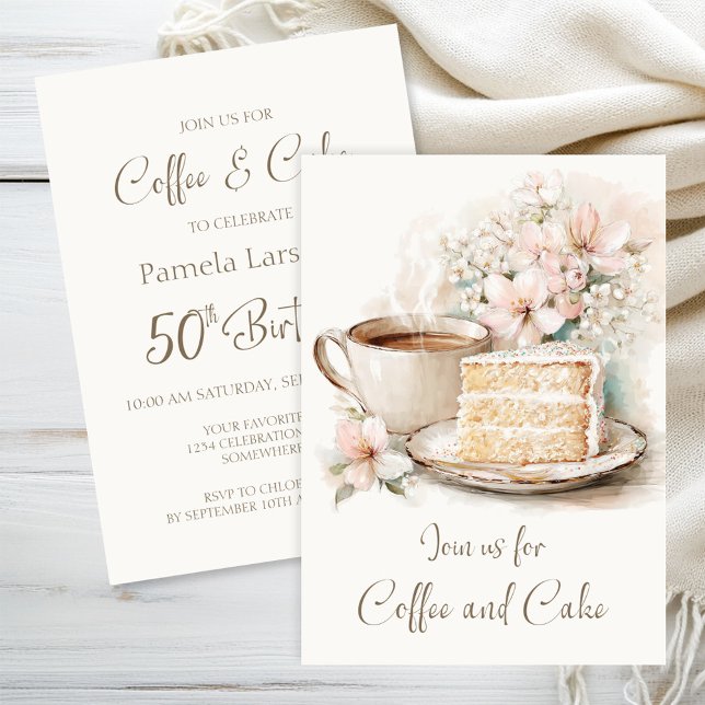 Invitation Café et gâteaux 50e anniversaire (Créateur téléchargé)