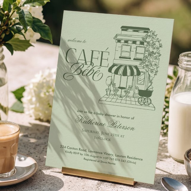 Invitation Café français Bébé vintage Baby Shower (Créateur téléchargé)