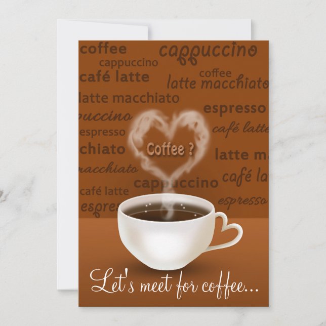 Invitation Café ? Fumée en forme de coeur (Devant)