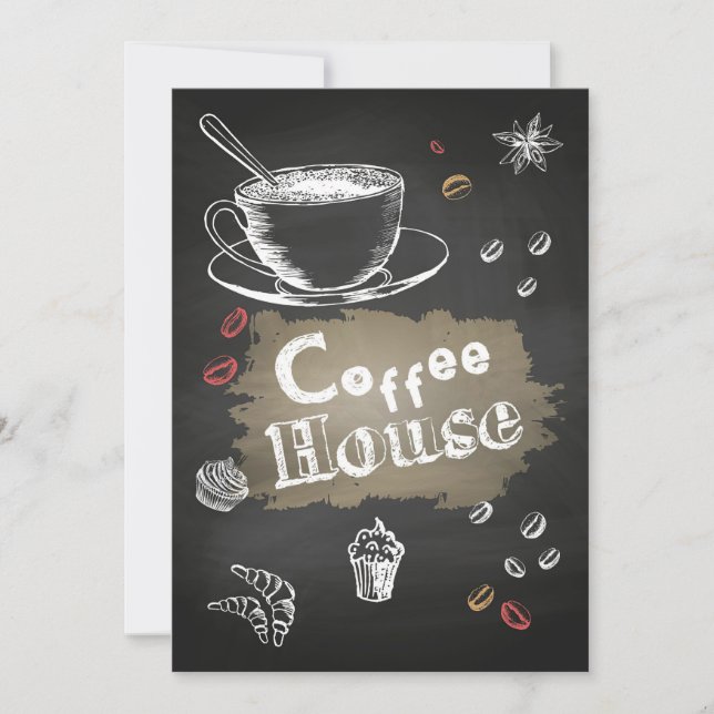 Invitation Café Lover Maison de café Blackboard (Devant)