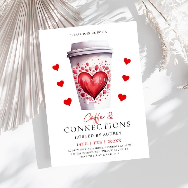 Invitation Café mignonne et connexions Derte Valentines (Créateur téléchargé)