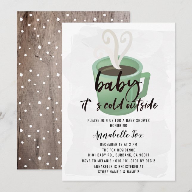 Invitation Café Mug Baby Son froid dehors Baby shower (Devant / Derrière)