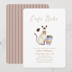 Invitation Café Neutre Bébé Chat Café  Baby shower