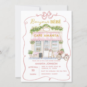 Invitation Café Paris Baby shower Pink Coquette