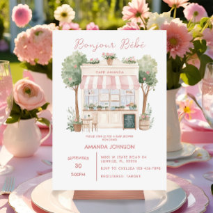 Invitation Café parisien Baby shower après-midi