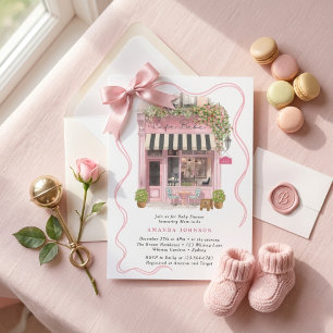 Invitation Cafe Parisien Bonjour Bebe Arc Rose Baby Shower