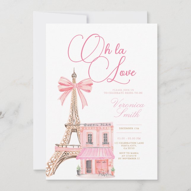 Invitation Café Tour Paris Fête des mariées à thème (Devant)