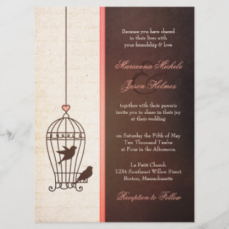 Invitation Cage d'oiseaux fantaisie - Chocolat et Mariage ros
