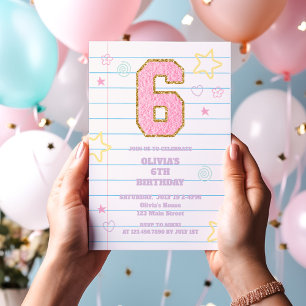 Invitation Cahier de notes pastel Varsity élégant d'anniversa