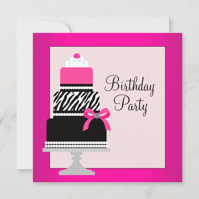 Invitation Cake rose Cupcake fête d'anniversaire (Devant)