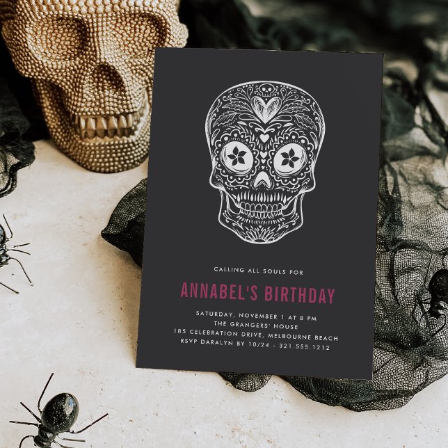 Invitation Calavera Crâne Dia de los Muertos fête d'anniversa (Créateur téléchargé)