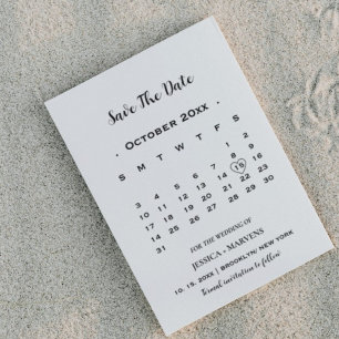 Invitation Calendrier calligraphie moderne non photo enregist