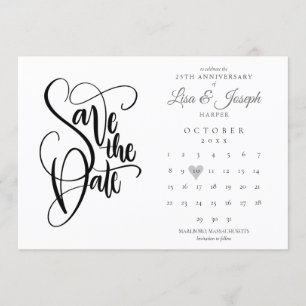 Invitation Calendrier de date de sauvegarde pour les 25 ans d