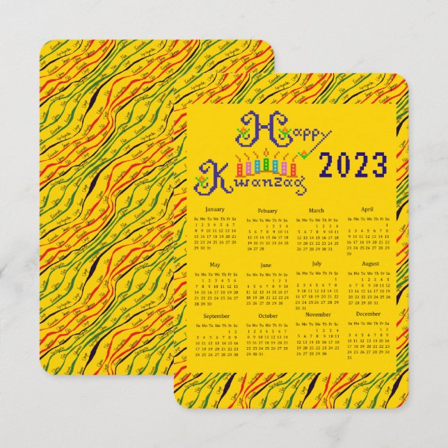 Invitation Calendrier de main de Kwanzaa joyeux (Devant / Derrière)