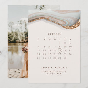 Invitation Calendrier de marbre Enregistrer la date Invitatio
