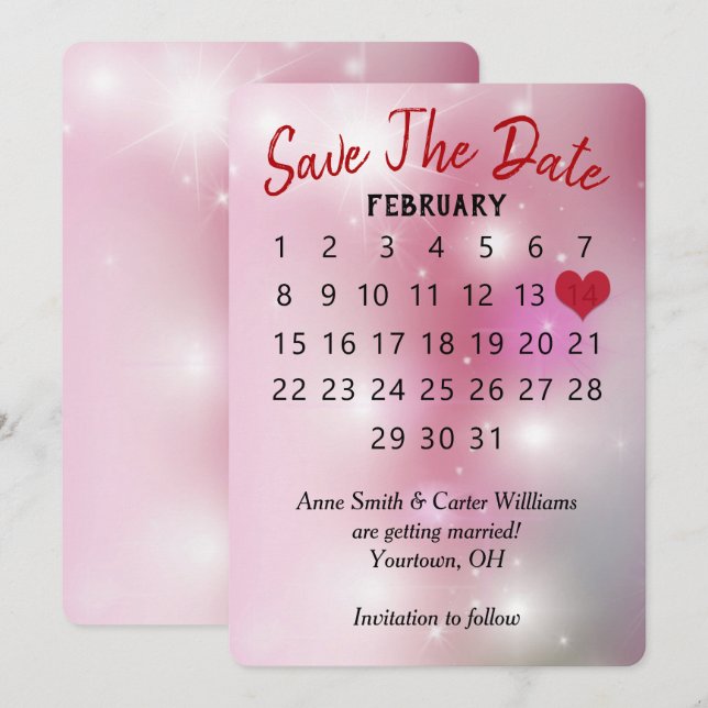 Invitation Calendrier de mariage à la date de sauvegarde sur  (Devant / Derrière)