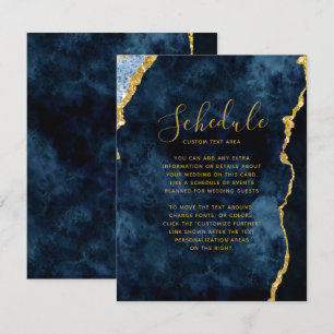 Invitation Calendrier de mariage en marbre bleu marine et or