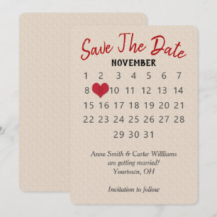 Invitation Calendrier de mariage "Save the Date" sur motif ga