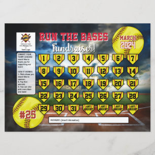 Invitation Calendrier de softball modifiable collecte de fond