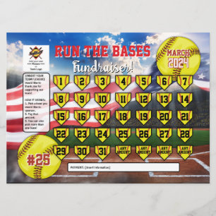 Invitation Calendrier de softball modifiable collecte de fond