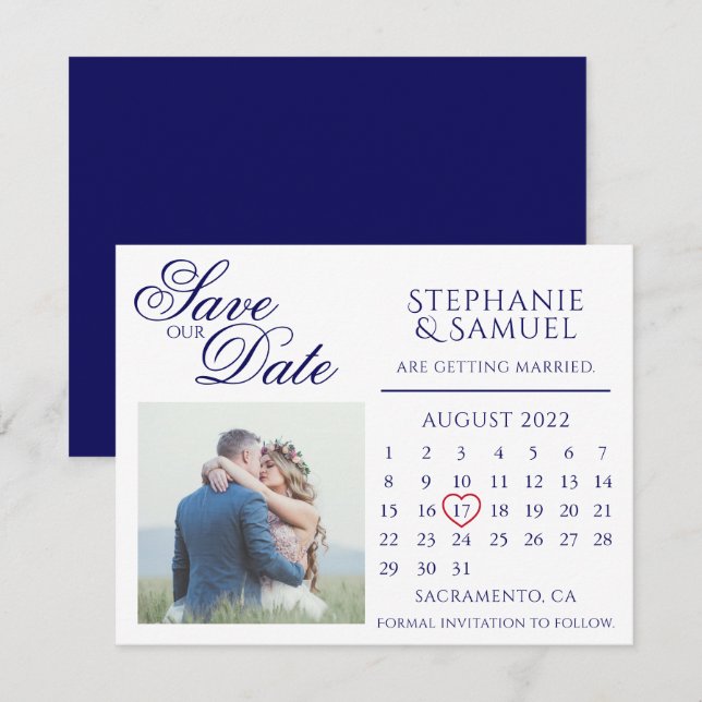 Invitation Calendrier des Mariages bleus de la Marine Photo E (Devant / Derrière)