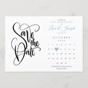 Invitation Calendrier du 60e anniversaire de mariage Coeur d'