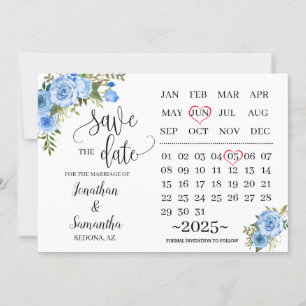 Invitation calendrier enregistrer la date Jour de mariage ros