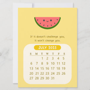 Invitation Calendrier mensuel kawaii motivant de juillet 2025