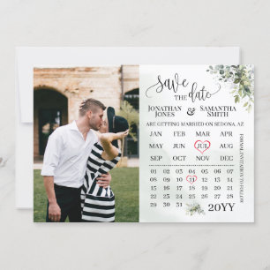 Invitation Calendrier photo enregistrer la date Eucalyptus ve