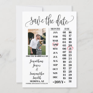 Invitation Calendrier photo simple enregistrer la date mariag