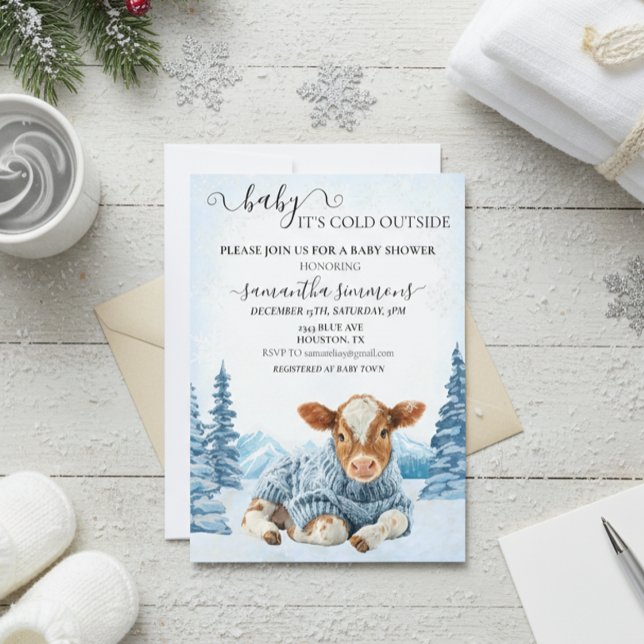 Invitation Calf Baby It's Cold Outside Shower Winter  (Créateur téléchargé)