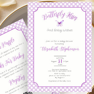Invitation Câlins Papillon Violet Double Face Vœux de Bébé