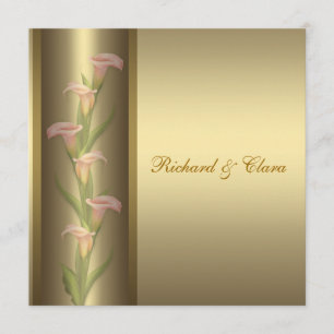 Invitation Calla Lily Doré 50e Anniversaire de Mariage Doré