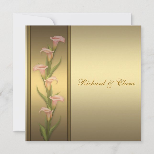 Invitation Calla Lily Dorée 50e Anniversaire de Mariage Doré (Devant)