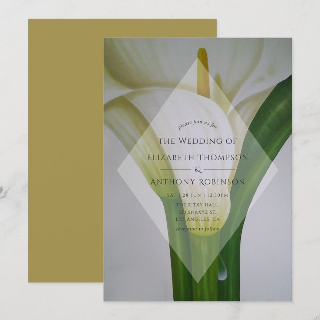 Invitation Calla Lily Mariage (Devant / Derrière)