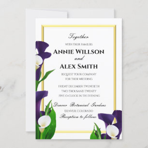 Invitation Calla Lily Mariage violet et blanc