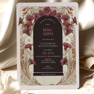 Invitation Calla Lily Noir Décoration de Mariage Art Nouveau