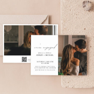 Invitation Calligraphie 2 Photo QR Code Engagement Party