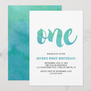 Invitation Calligraphie aquarelle Premier anniversaire