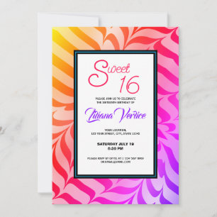 Invitation Calligraphie arc-en-ciel Stripes de tigre psychédé