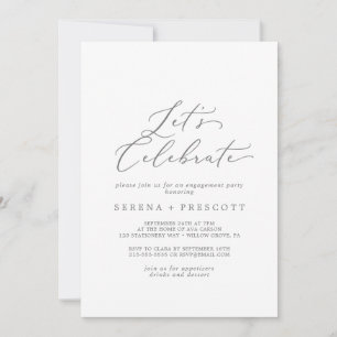 Invitation Calligraphie Argent Délicate Célébrons