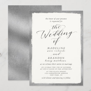 Invitation Calligraphie avec Silver Edge Mariage luxueux