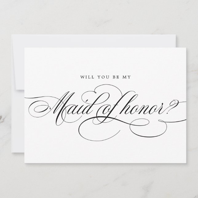 Invitation Calligraphie Black Serez-vous ma servante d'honneu (Devant)