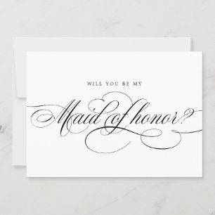 Invitation Calligraphie Black Serez-vous ma servante d'honneu