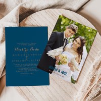 Calligraphie bleu Brown Photo Nuestra Boda Mariage