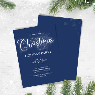 Invitation Calligraphie bleu marine Script Noël